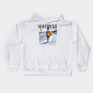 Vintage Surfing Mavericks Beach, California // Retro Surfer Sketch // Surfer's Paradise Kids Hoodie